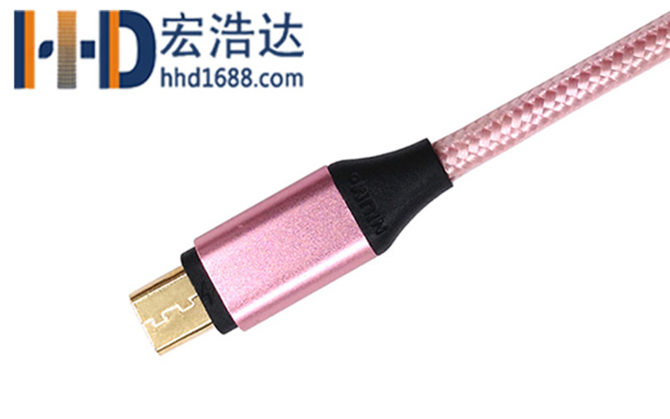 宏浩达数据线厂家镀金安卓数据线，铝合金编织闪充micro USB快充数据线工厂专业定制
