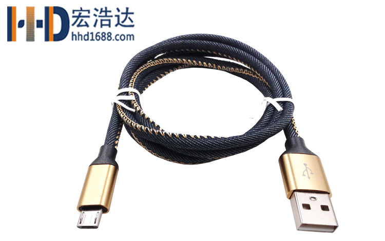 宏浩达厂家直销安卓数据线micro USB牛仔布充电数据线厂家专业定制