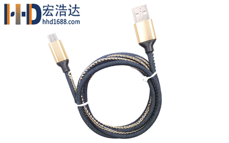 宏浩达厂家直销安卓数据线micro USB牛仔布充电数据线厂家专业定制