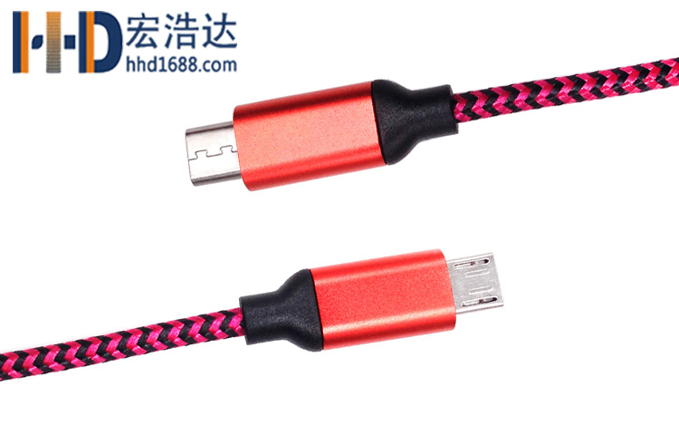 宏浩达数据线厂家的micro USB铝合金尼龙编织安卓数据线新品推荐